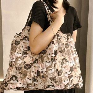 Cat Pattern Reusable Tote Bag